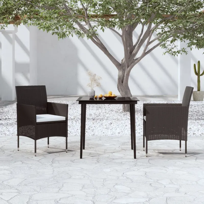 set mobilier de gradina cu perne, 3 piese, negru