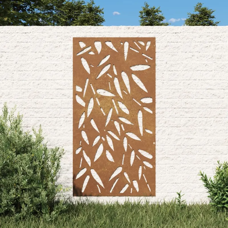 decor de perete 105x55 cm design frunze bambus otel corten