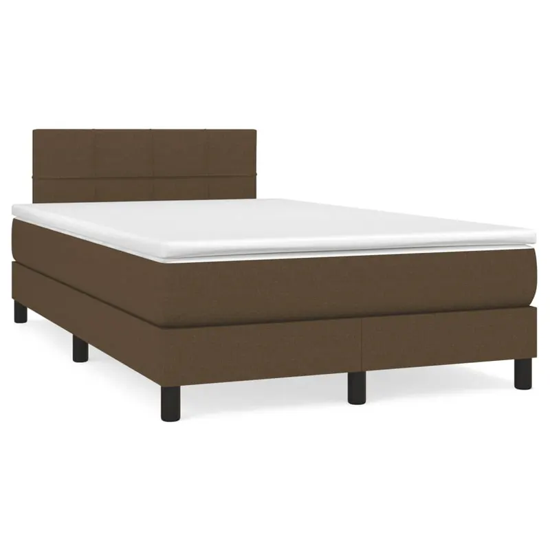 pat box spring cu saltea, maro inchis, 120x190 cm, textil