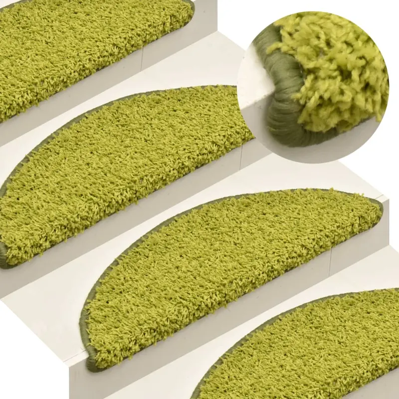 covorase pentru trepte scara, 15 buc., verde, 65 x 21 x 4 cm