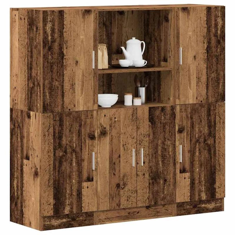 set dulap de bucatarie din 3 piese lemn vechi lemn prelucrat