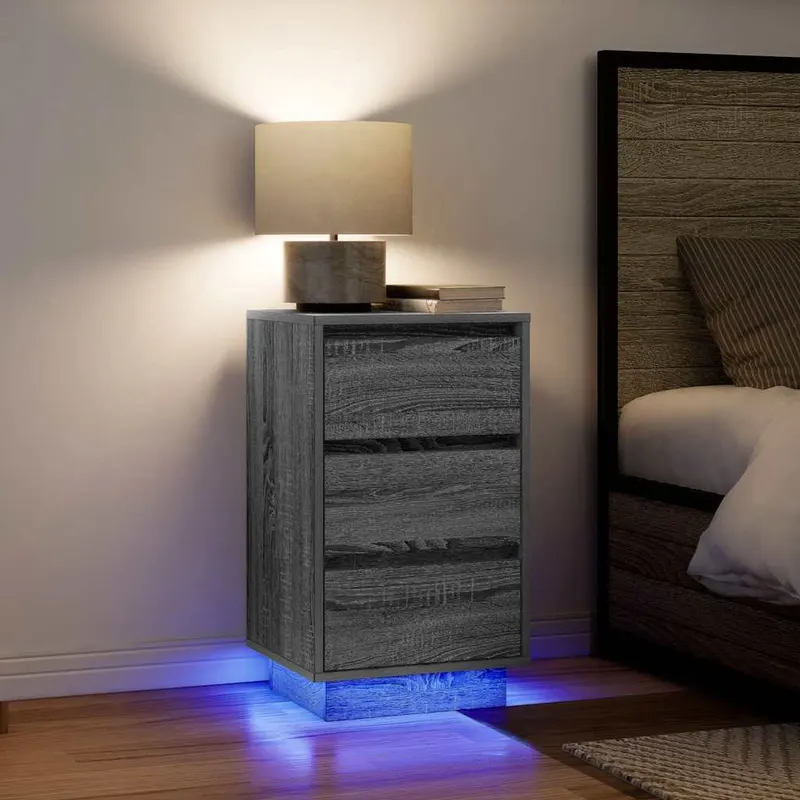 noptiera cu lumini led gri sonoma 38x34x65 cm