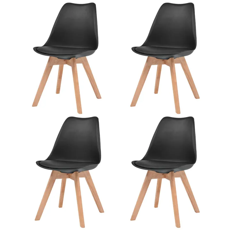 scaune de bucatarie, 4 buc., negru, plastic