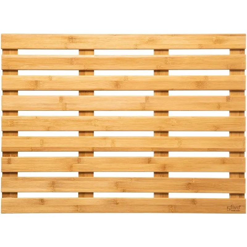 Gratar pentru dus 5Five Ilyan, din bambus, antiderapant, 68x50 cm, natur