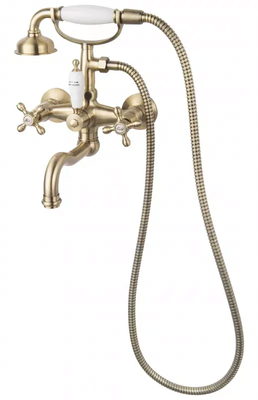 Set baterie cada FDesign Lacrima FD1-LRA-11-66, 1 2 , retro, aparenta, diverter, 1 pulverizare, set de dus, mat, bronz