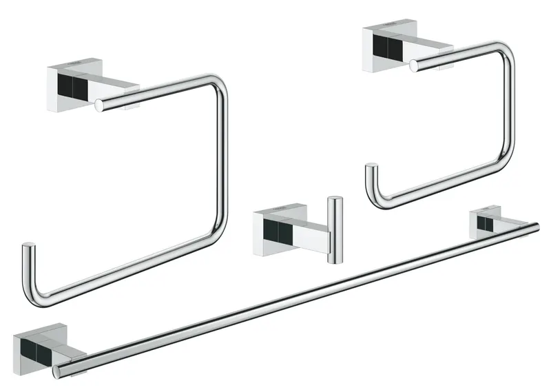 Pachet accesorii baie Grohe 40778001, Set Essentials Master, tip instalare pe perete, numar piese 4, crom