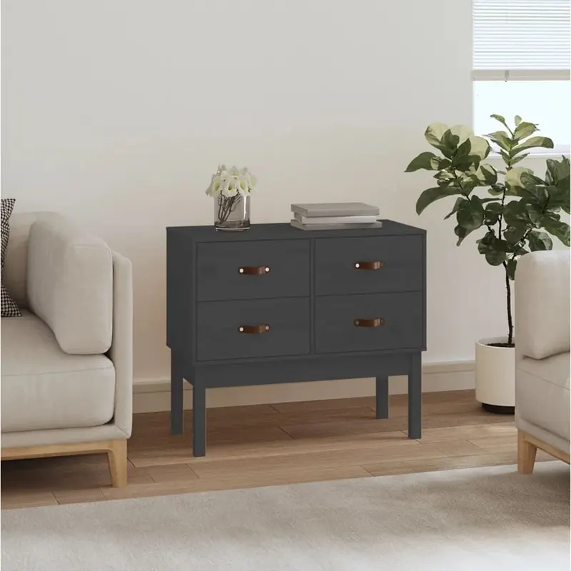 dulap consola, gri, 90x40x78 cm, lemn masiv de pin