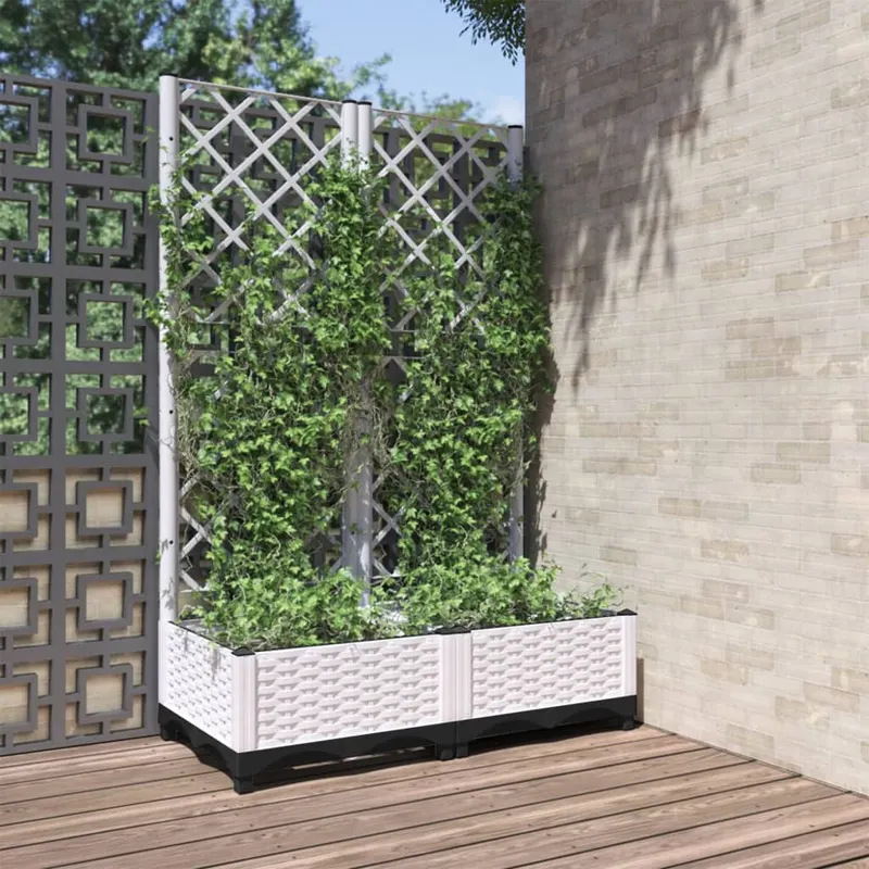 jardiniera de gradina cu spalier, alb, 80x40x121,5 cm, pp