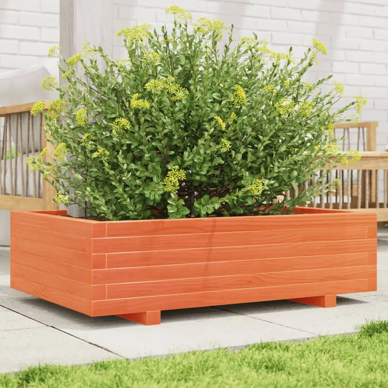 jardiniera gradina, maro ceruit, 90x60x26,5 cm, lemn masiv pin