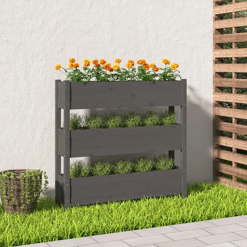 jardiniera, gri, 112x25x104,5 cm, lemn masiv de pin