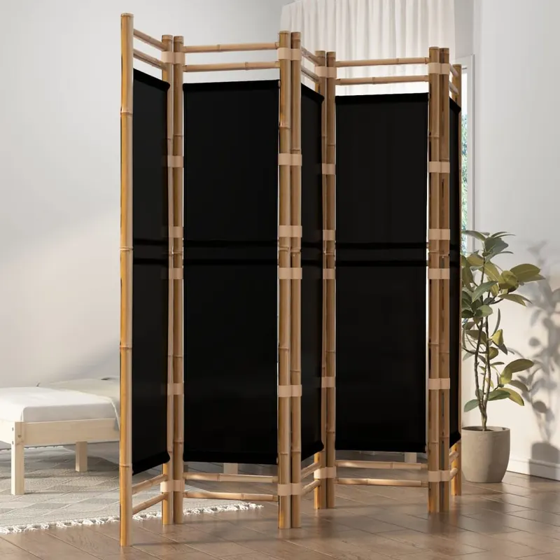 separator de camera pliabil cu 5 panouri 200 cm bambus si panza