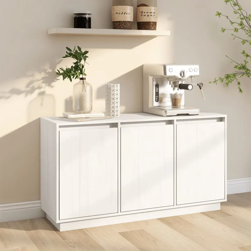 servanta, alb, 111x34x60 cm, lemn masiv de pin