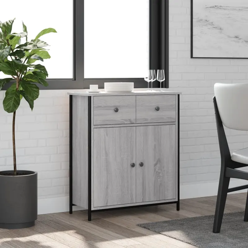 servanta, gri sonoma, 70x30x80 cm, lemn prelucrat