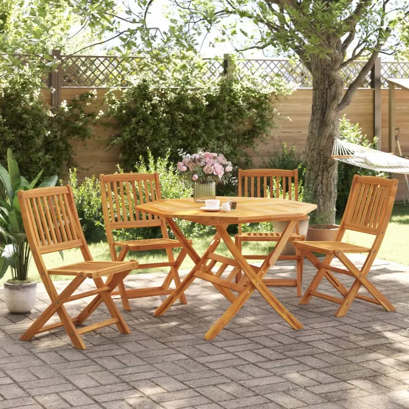 set mobilier de gradina pliabil, 5 piese, lemn masiv de acacia