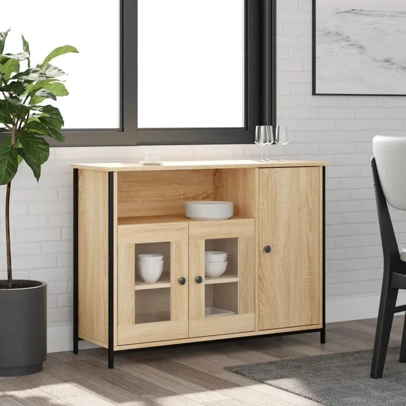 servanta, stejar sonoma, 100x35x75 cm, lemn prelucrat