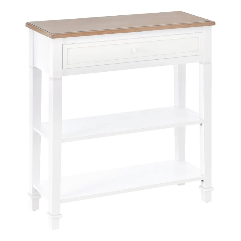 HOMCOM Masa multifunctionala pentru hol, cu sertar, lemn pin, 75.6x27.5x80.5cm, alb