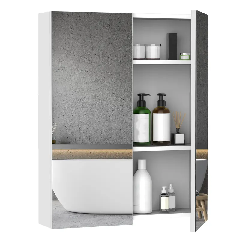 HOMCOM mobilier baie dulap cu oglinda, 60x75x15cm, MDF alb