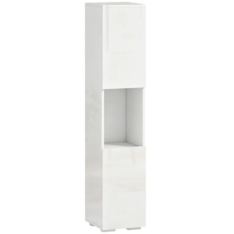 HOMCOM Dulap Multimedia Slim cu 5 Rafturi Reglabile, Alb