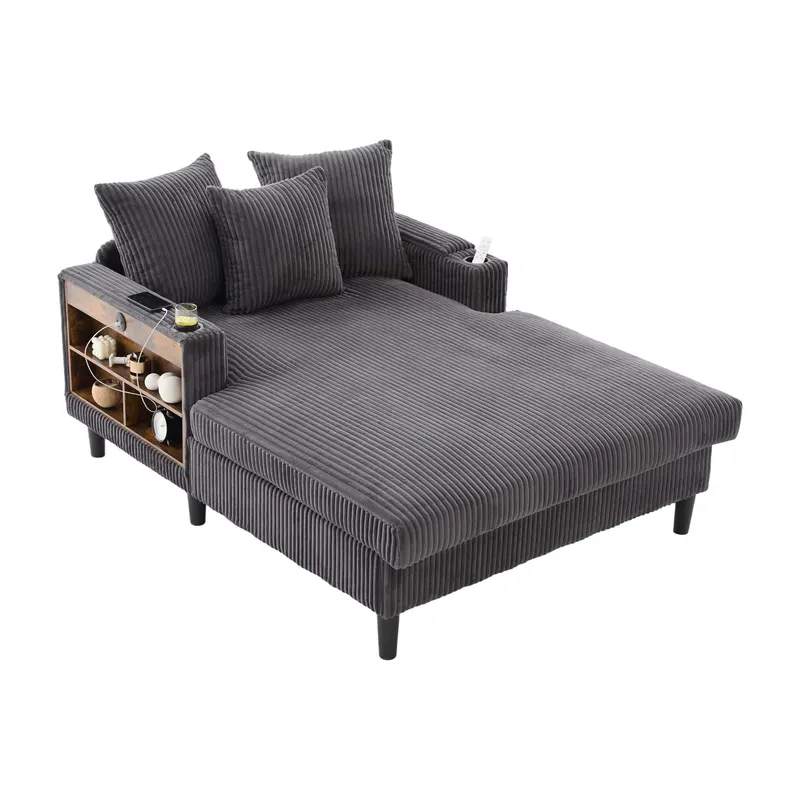 Chaise-longue multifuncțională din cord, Gri închis