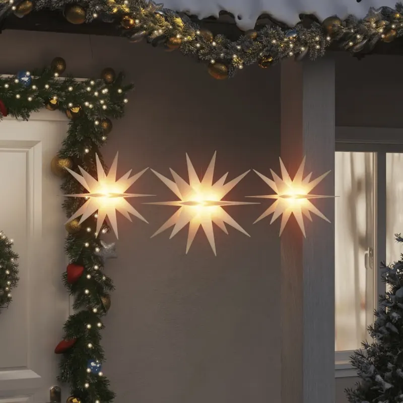 Lumini de craciun cu led-uri, 3 buc., alb, pliabil