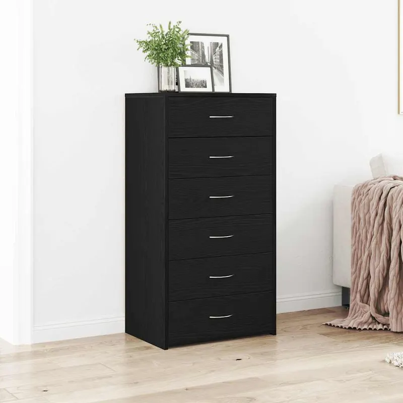 bufeta cu 6 sertare stejar negru 50x34x96 cm lemn prelucrat