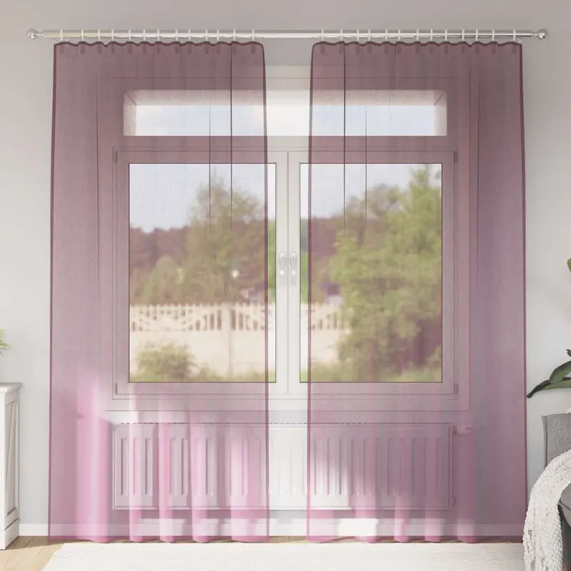 perdele voile cu bucle 2 buc violet 140x245 cm