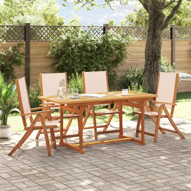Set mobilier de gradina, 5 piese, lemn masiv acacia/textilena