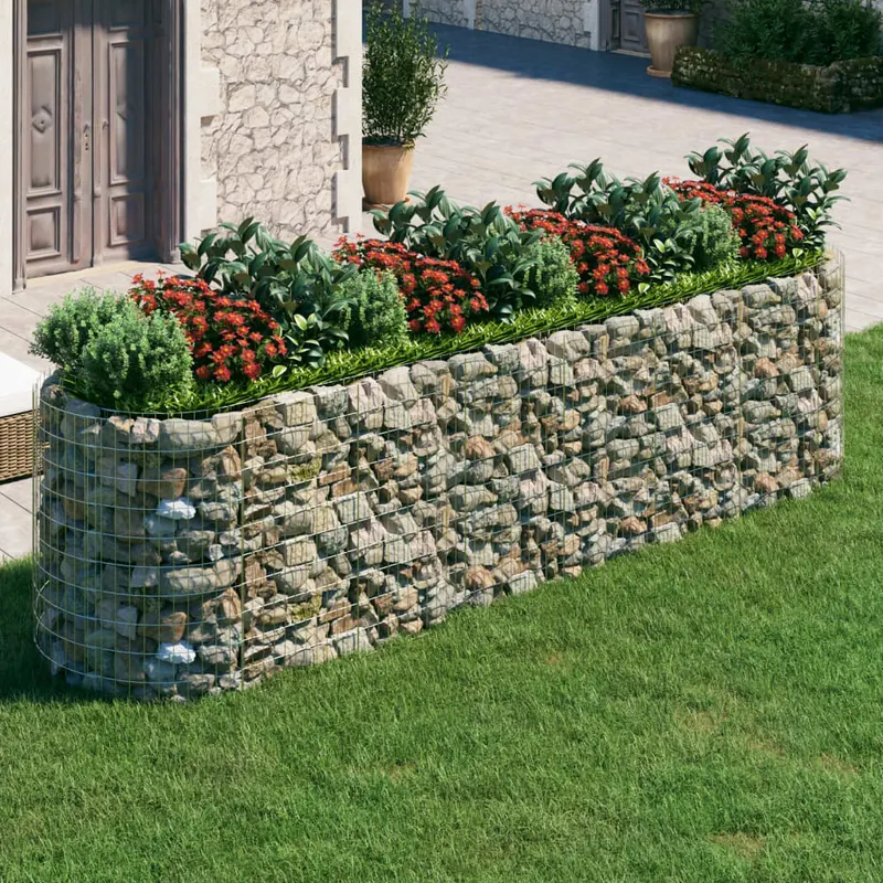 strat inaltat gabion, 400x100x100 cm, fier galvanizat
