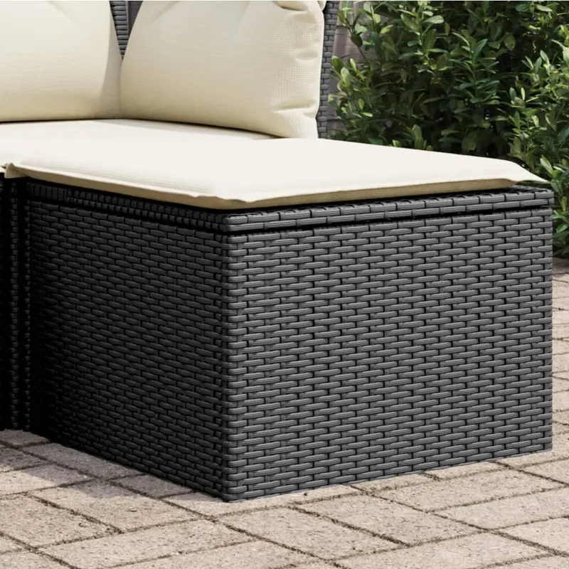 taburet de gradina cu perna, negru, 55x55x37 cm, poliratan