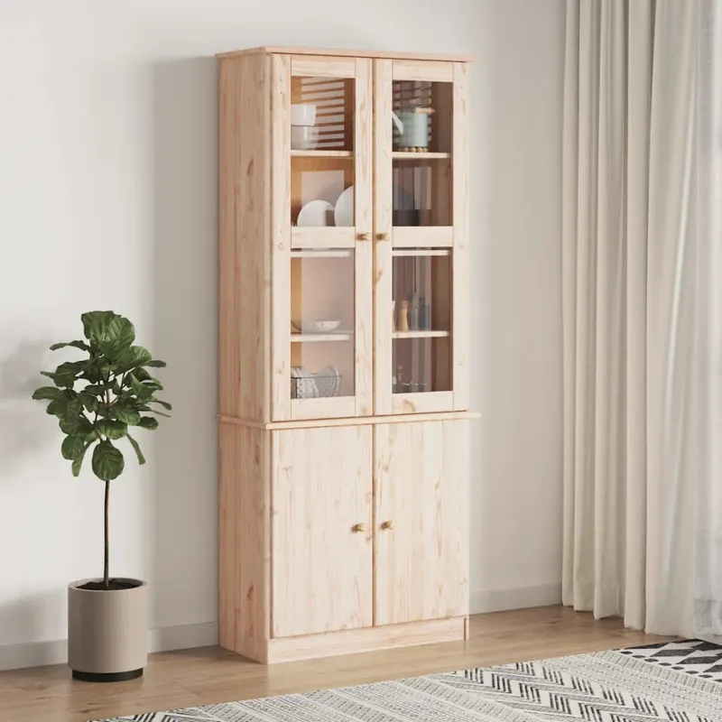 vitrine din sticla „alta” 77x35x186,5 cm, lemn masiv de pin