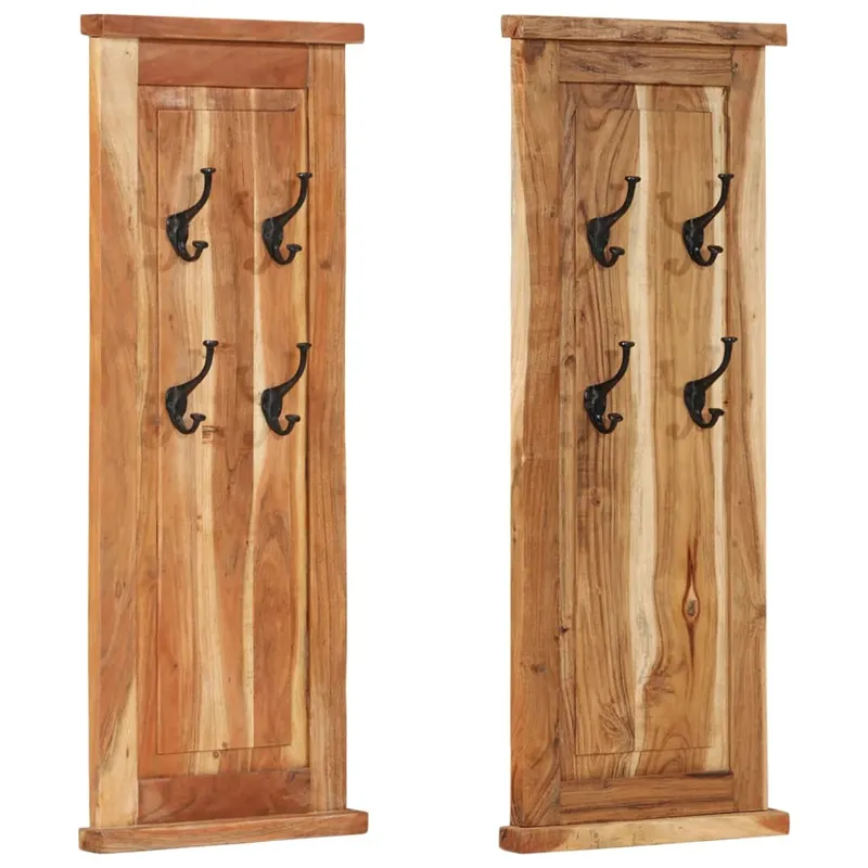 cuiere de haine, 2 buc., 38x100 cm, lemn masiv de acacia