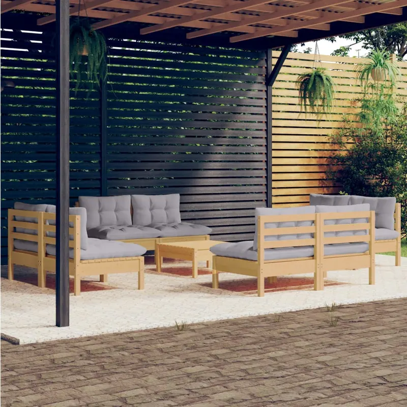 set mobilier gradina cu perne, 5 piese, antracit, lemn de pin