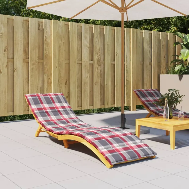 perna de sezlong, rosu carouri, 200x70x3 cm, textil oxford
