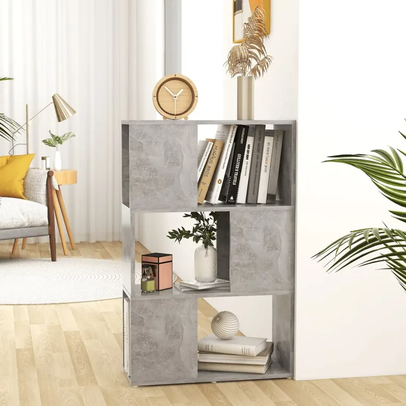 biblioteca/separator camera, gri beton, 60x24x94 cm, pal