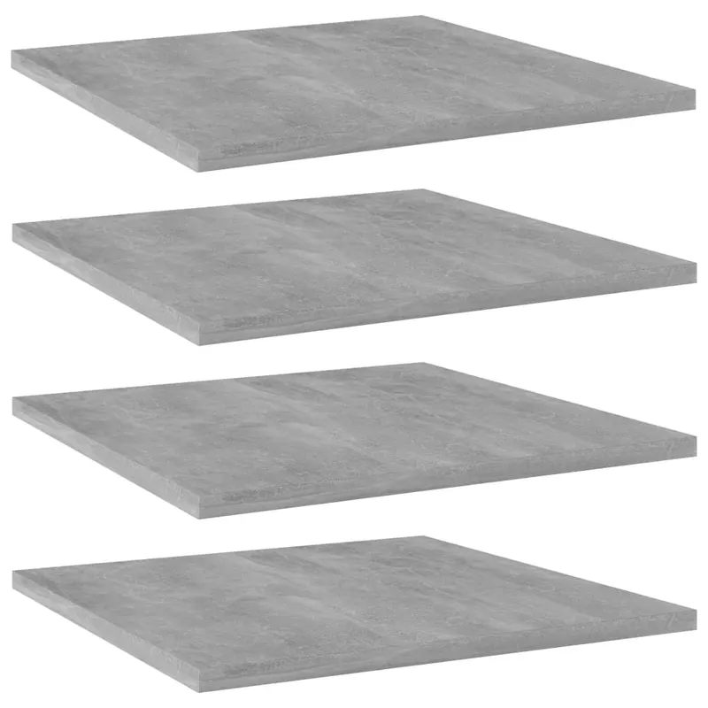 placi biblioteca, gri beton, 4 buc, 40 x 40 x 1,5 cm, pal