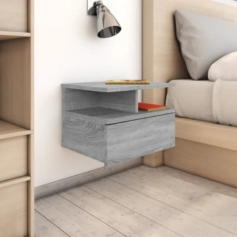 noptiere plutitoare 2 buc. gri sonoma 40x31x27 cm lemn