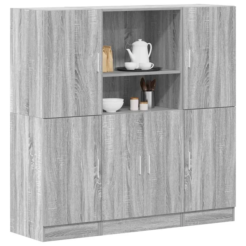 set dulap de bucatarie din 3 piese, gri sonoma, lemn derivat