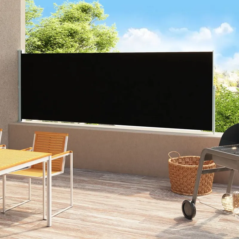 copertina laterala retractabila de terasa, negru, 220 x 500 cm