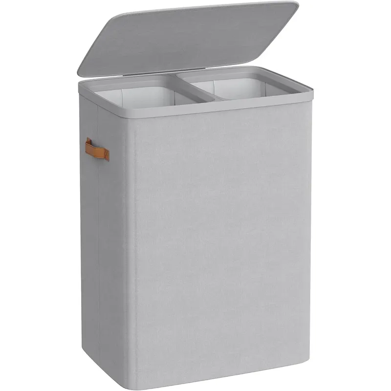 Cos rufe cu 2 compartimente si capac, saci detasabili cu maner, 170 litri, 56x40x75 cm, gri