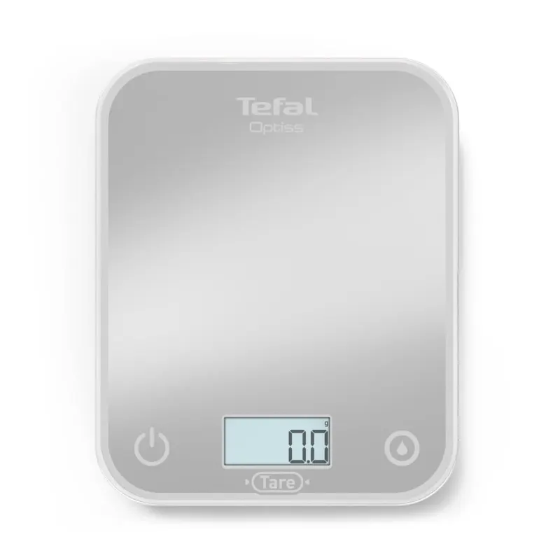 Cantar de bucatarie Tefal Optiss BC50U4V0, 5 kg, sticla securizata, functie Tara, cantarire a lichidelor, precizie 0.5g, afisaj LCD, carlig de a