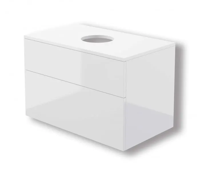Dulap baie suspendat 80x52x47 cm pentru lavoar, alb lucios, MDF, Deante Prizma