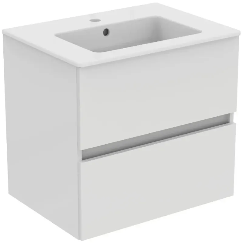 Set dulap baie suspendat cu lavoar inclus 60x45 cm, 2 sertare, alb lucios, Ideal Standard Eurovit