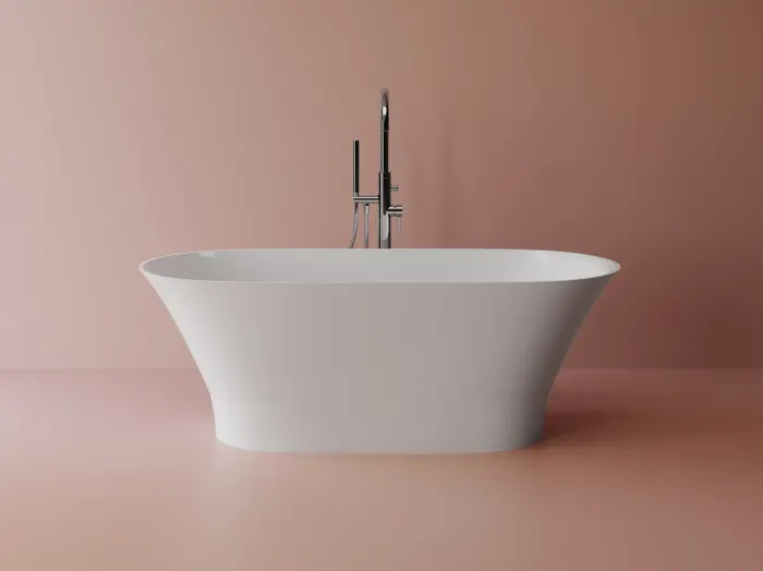 Cada freestanding ovala, compozit alb mat, interior lucios, 157x69x55 cm, Andromeda