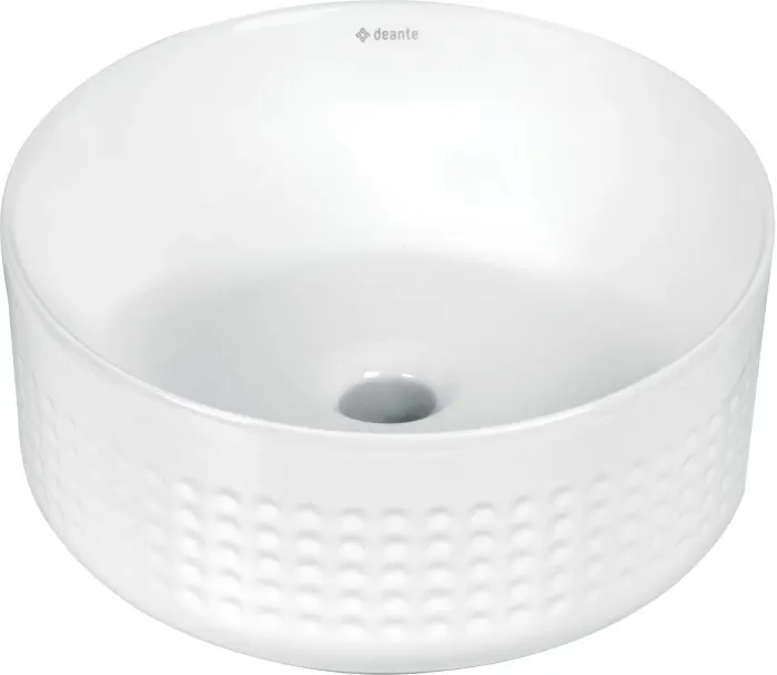 Lavoar ceramic, montare blat, asimetric, 36x36 cm, alb, Deante Silia Hexa