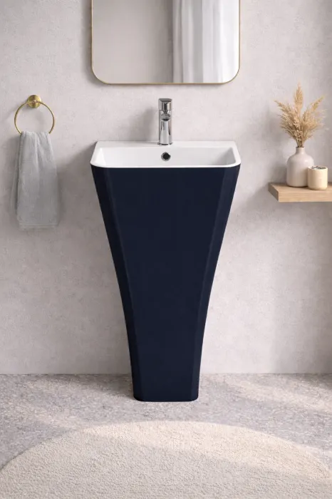 Lavoar freestanding din compozit, negru cu alb, dreptunghiular, Lea Terra