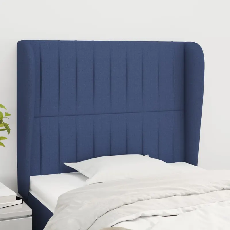 tablie de pat cu aripioare, albastru, 83x23x118/128 cm, textil