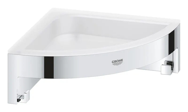 Raft de colt Grohe 41106000, 160 mm, 4 orificii instalare, pe colt, metal, elemente fixare ascunse, Crom