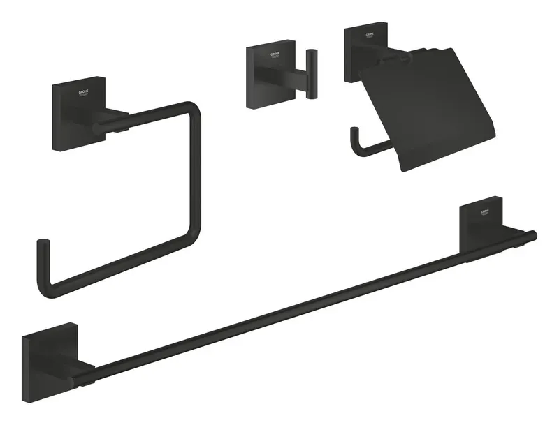 Pachet accesorii baie Grohe 411152430, 4in1 Start Cube, tip instalare pe perete, numar piese 4, negru