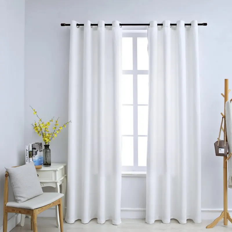 draperii opace cu inele metalice, 2 buc., alb, 140 x 175 cm