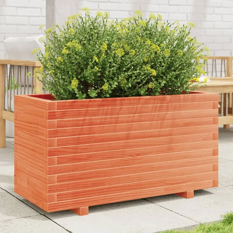 jardiniera gradina, maro ceruit, 90x40x49,5 cm, lemn masiv pin